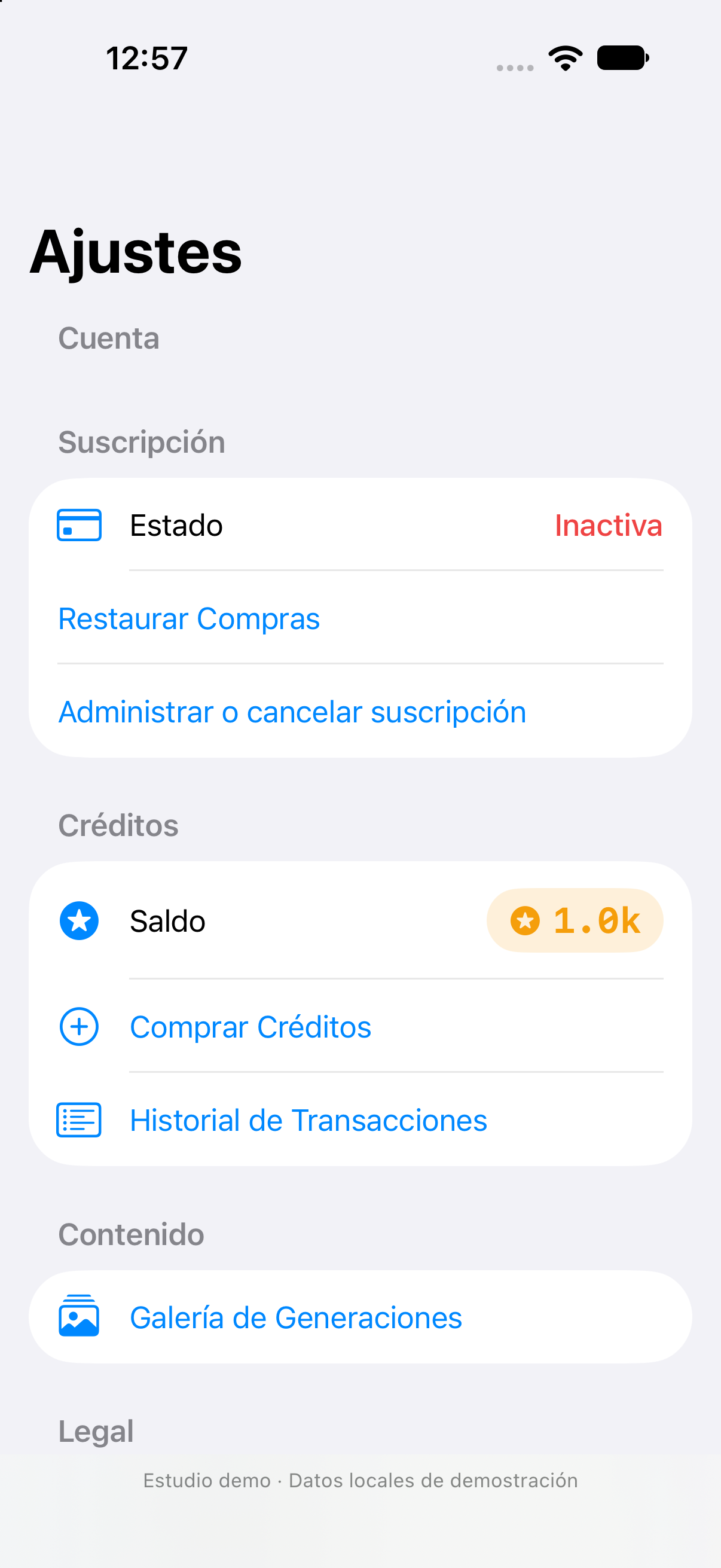 Ajustes de cuenta de Virtual UGC